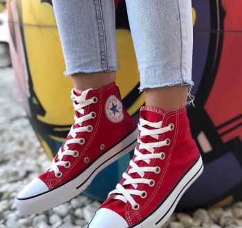 Replika Converse Bilekli Kırmızı Ayakkabı